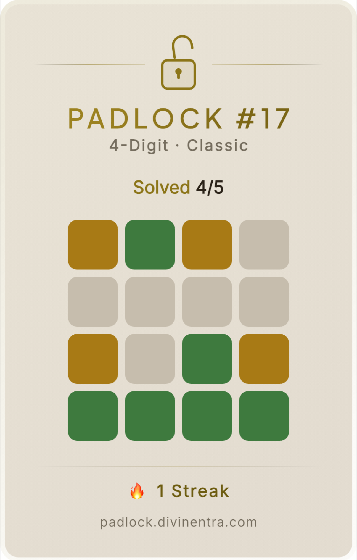 Padlock share result card — light mode